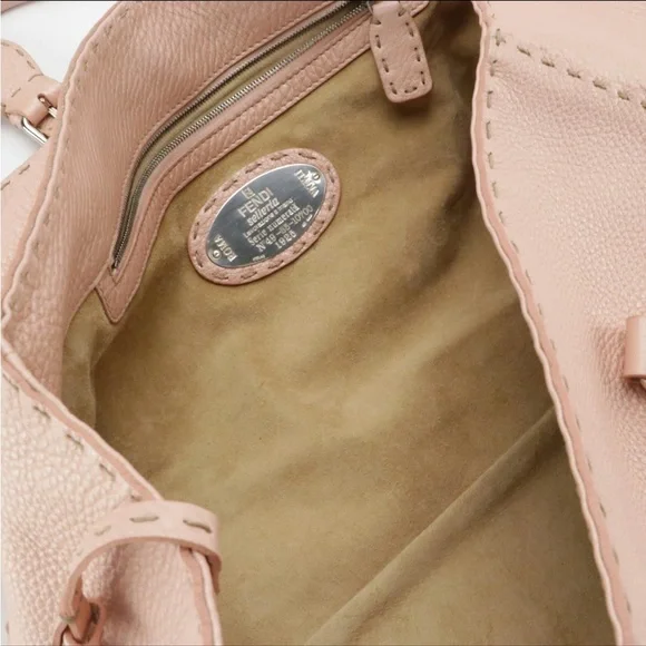 Fendi Selleria Linda Satchel in Bois de Rose Metallic Grained Leather - Picture 4 of 7